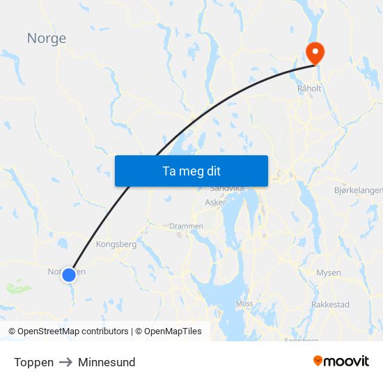 Toppen to Minnesund map