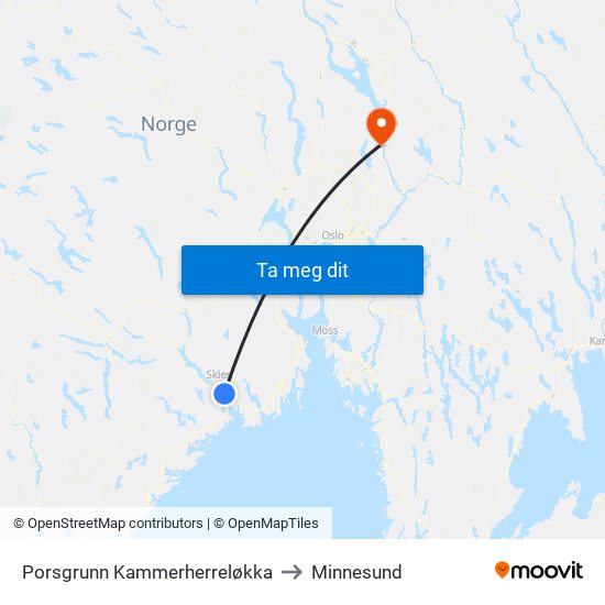 Porsgrunn Kammerherreløkka to Minnesund map
