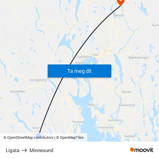 Ligata to Minnesund map