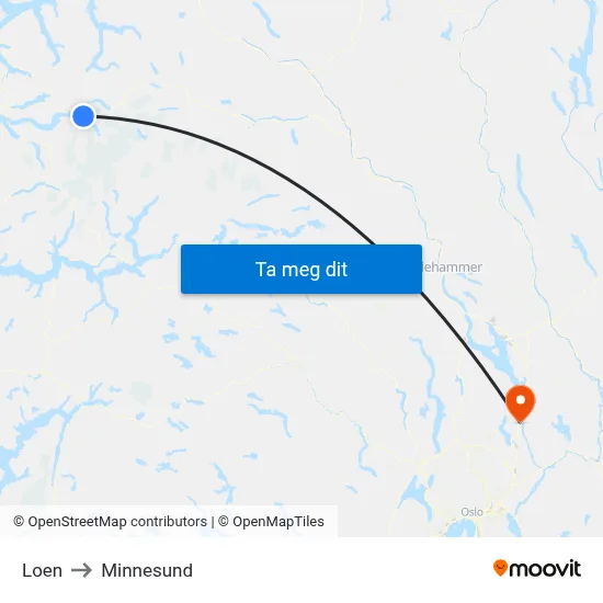 Loen to Minnesund map