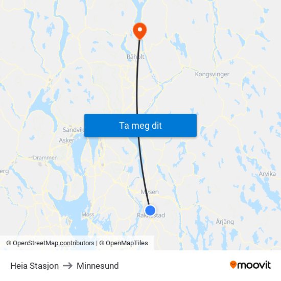 Heia Stasjon to Minnesund map