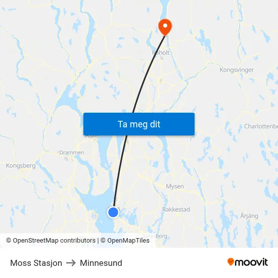 Moss Stasjon to Minnesund map