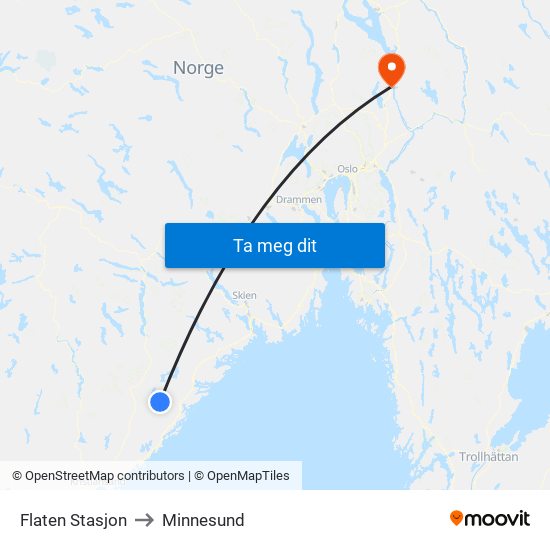 Flaten Stasjon to Minnesund map