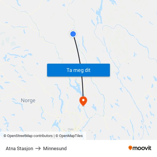 Atna Stasjon to Minnesund map