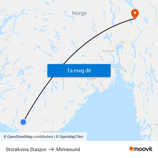 Storekvina Stasjon to Minnesund map