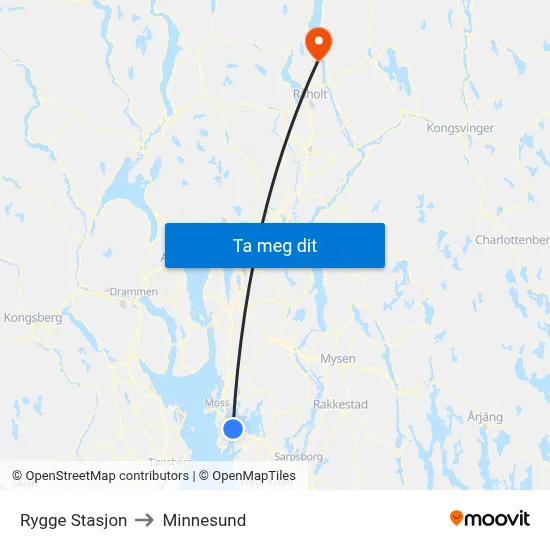 Rygge Stasjon to Minnesund map