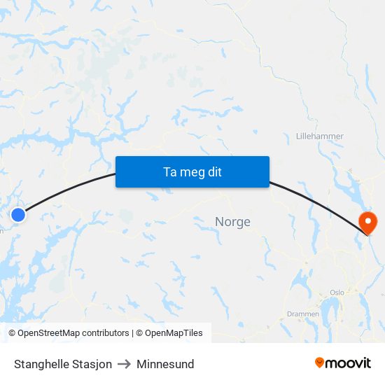 Stanghelle Stasjon to Minnesund map
