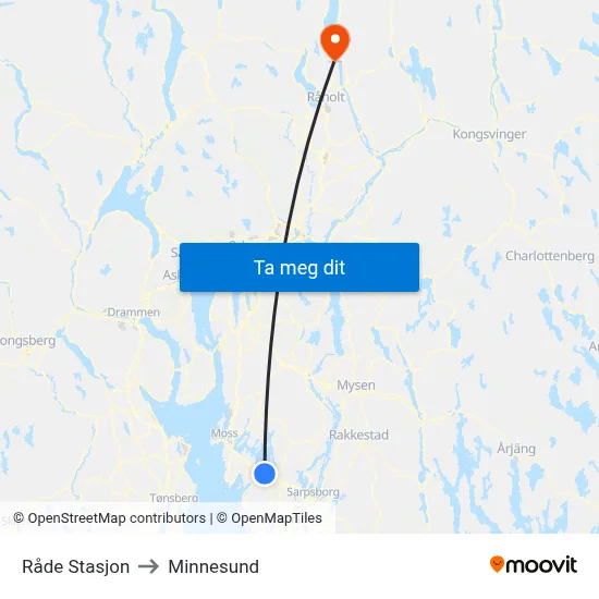 Råde Stasjon to Minnesund map