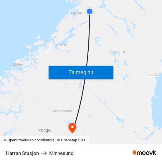 Harran Stasjon to Minnesund map