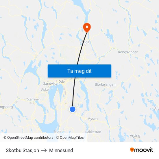 Skotbu Stasjon to Minnesund map
