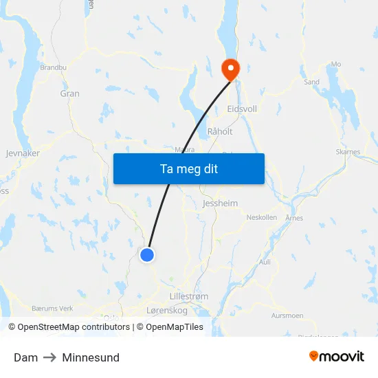 Dam to Minnesund map