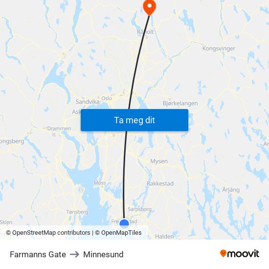 Farmanns Gate to Minnesund map