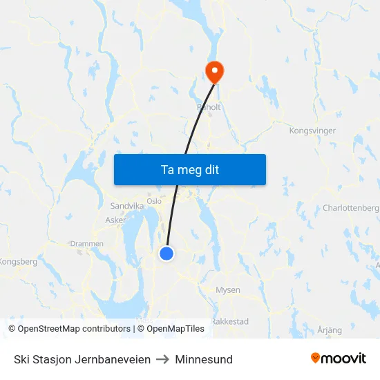 Ski Stasjon Jernbaneveien to Minnesund map