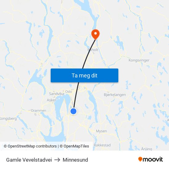 Gamle Vevelstadvei to Minnesund map