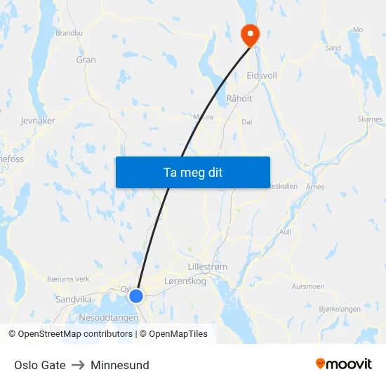 Oslo Gate to Minnesund map