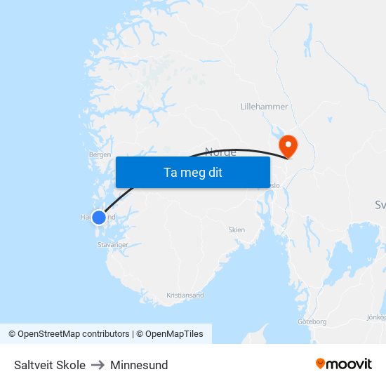 Saltveit Skole to Minnesund map