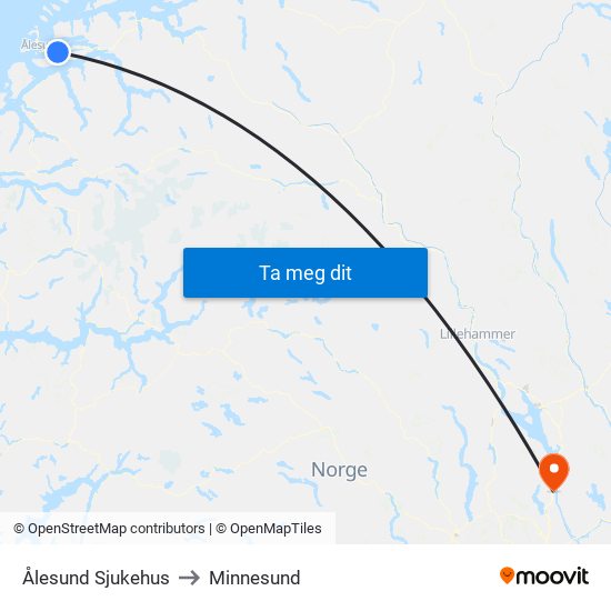 Ålesund Sjukehus to Minnesund map