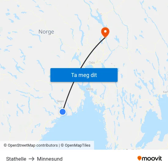 Stathelle to Minnesund map