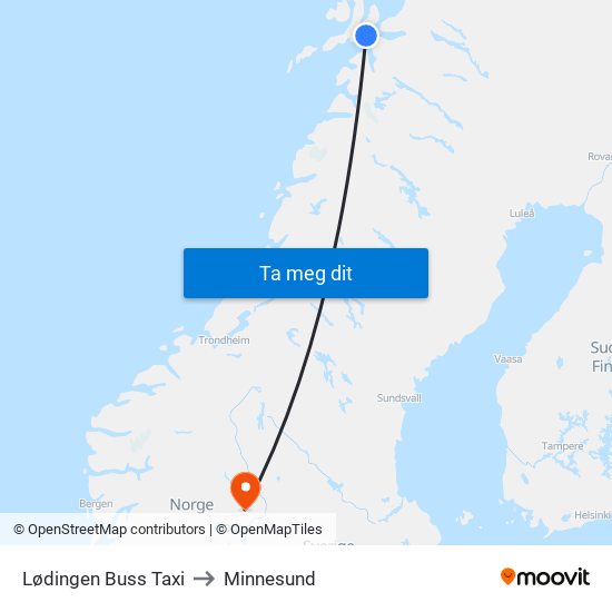 Lødingen Buss Taxi to Minnesund map