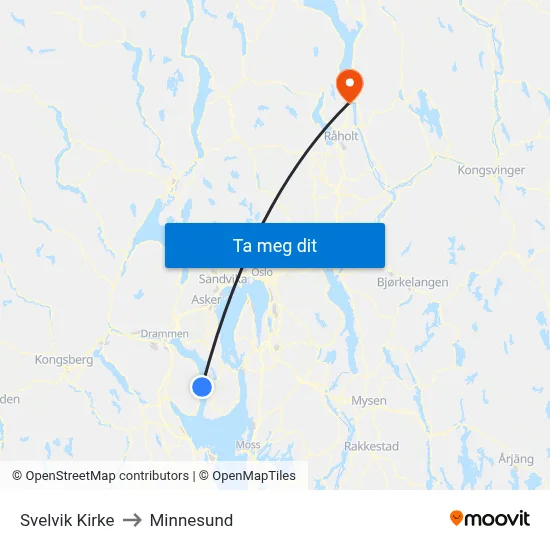 Svelvik Kirke to Minnesund map