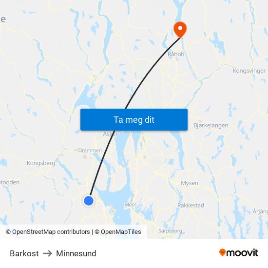 Barkost to Minnesund map