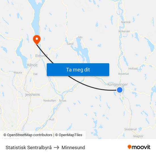 Statistisk Sentralbyrå to Minnesund map