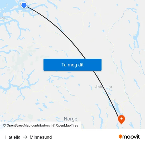 Hatlelia to Minnesund map