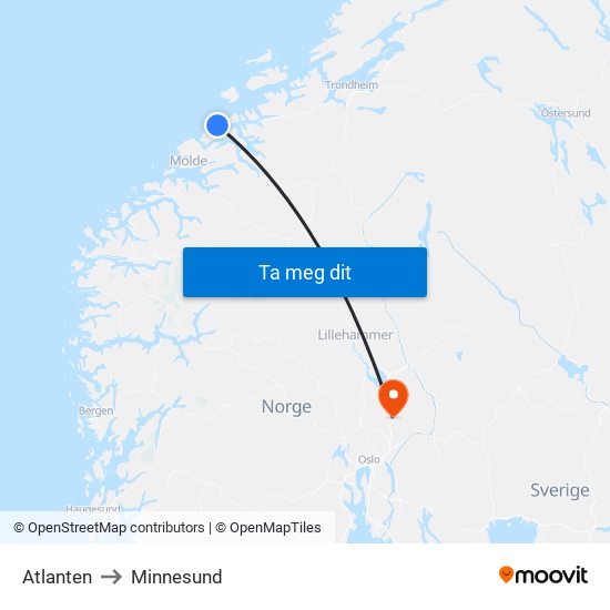 Atlanten to Minnesund map