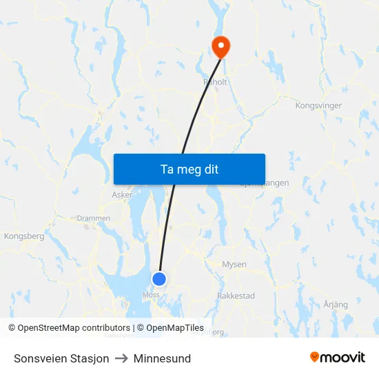 Sonsveien Stasjon to Minnesund map