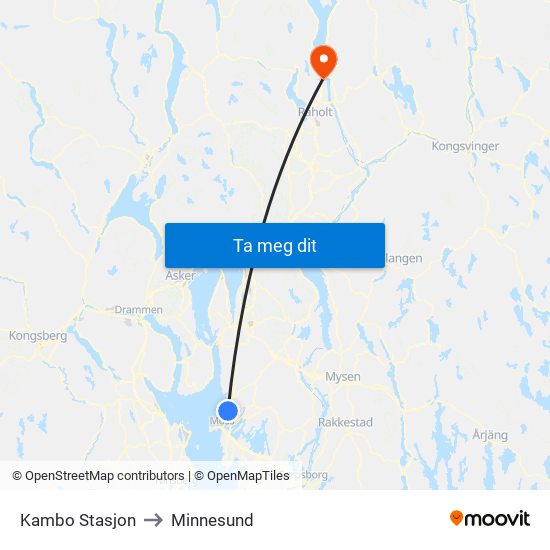 Kambo Stasjon to Minnesund map