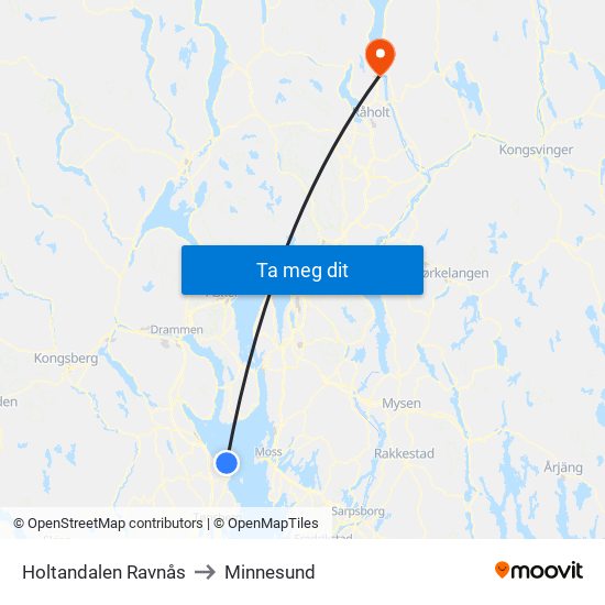 Holtandalen Ravnås to Minnesund map
