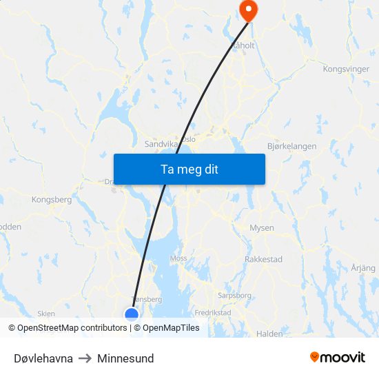 Døvlehavna to Minnesund map
