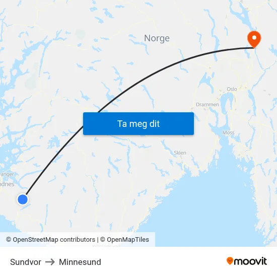 Sundvor to Minnesund map