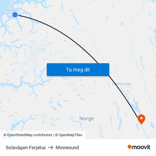 Solavågen Ferjekai to Minnesund map