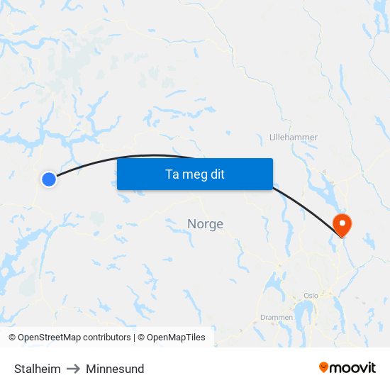Stalheim to Minnesund map