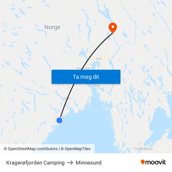 Kragerøfjorden Camping to Minnesund map