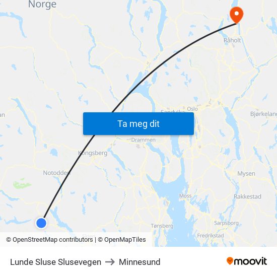 Lunde Sluse Slusevegen to Minnesund map