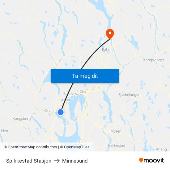 Spikkestad Stasjon to Minnesund map