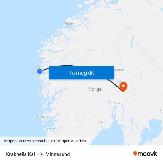 Krakhella Kai to Minnesund map