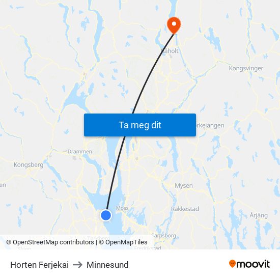 Horten Ferjekai to Minnesund map