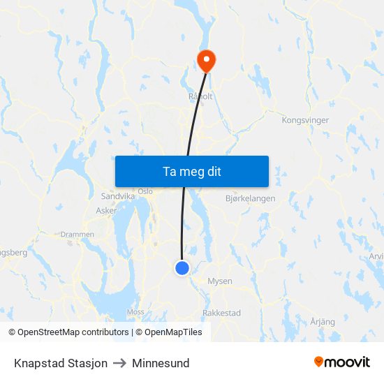 Knapstad Stasjon to Minnesund map