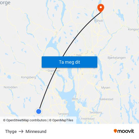 Thyge to Minnesund map