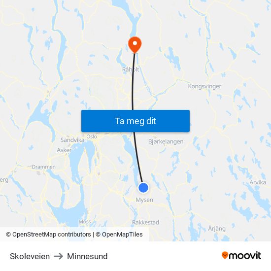 Skoleveien to Minnesund map