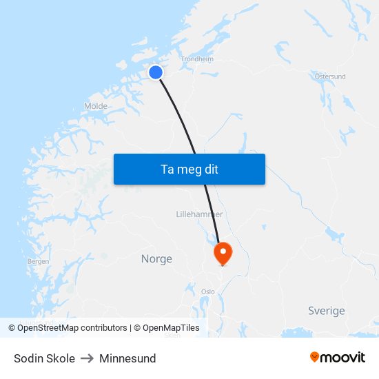Sodin Skole to Minnesund map