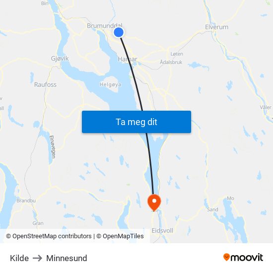 Kilde to Minnesund map