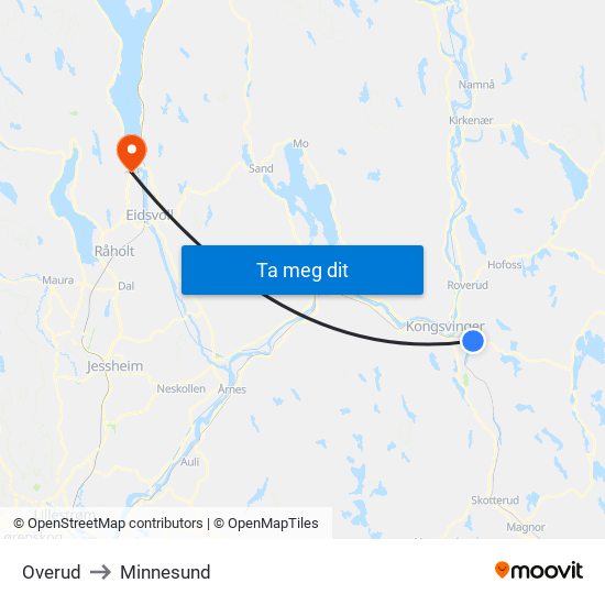 Overud to Minnesund map