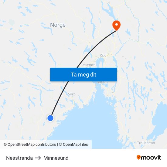 Nesstranda to Minnesund map