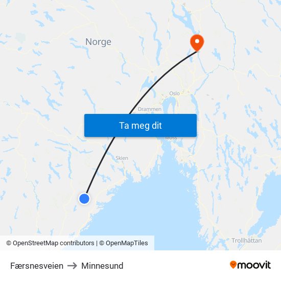 Færsnesveien to Minnesund map
