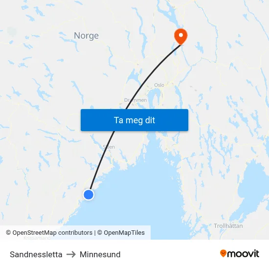 Sandnessletta to Minnesund map