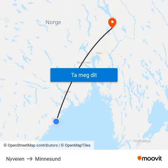 Nyveien to Minnesund map